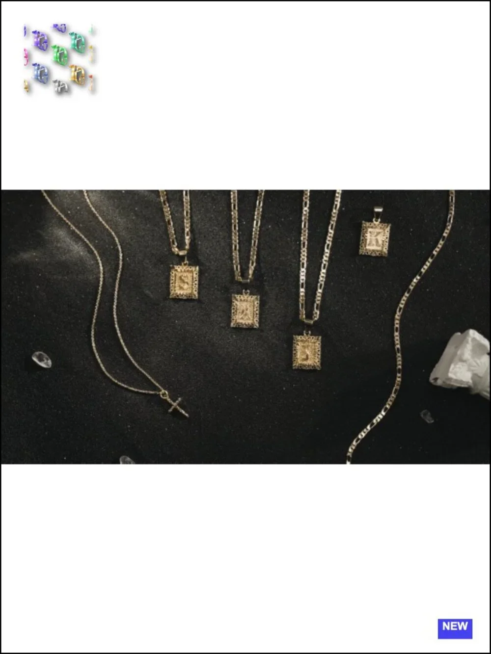 14k Gold Plated Stainless Steel Layered Initial Cross Pendant Necklace